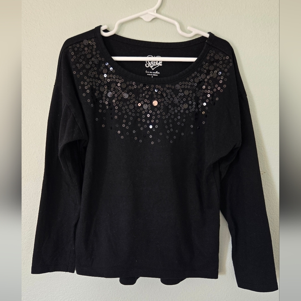 Justice Black Sequin Kids Blouse